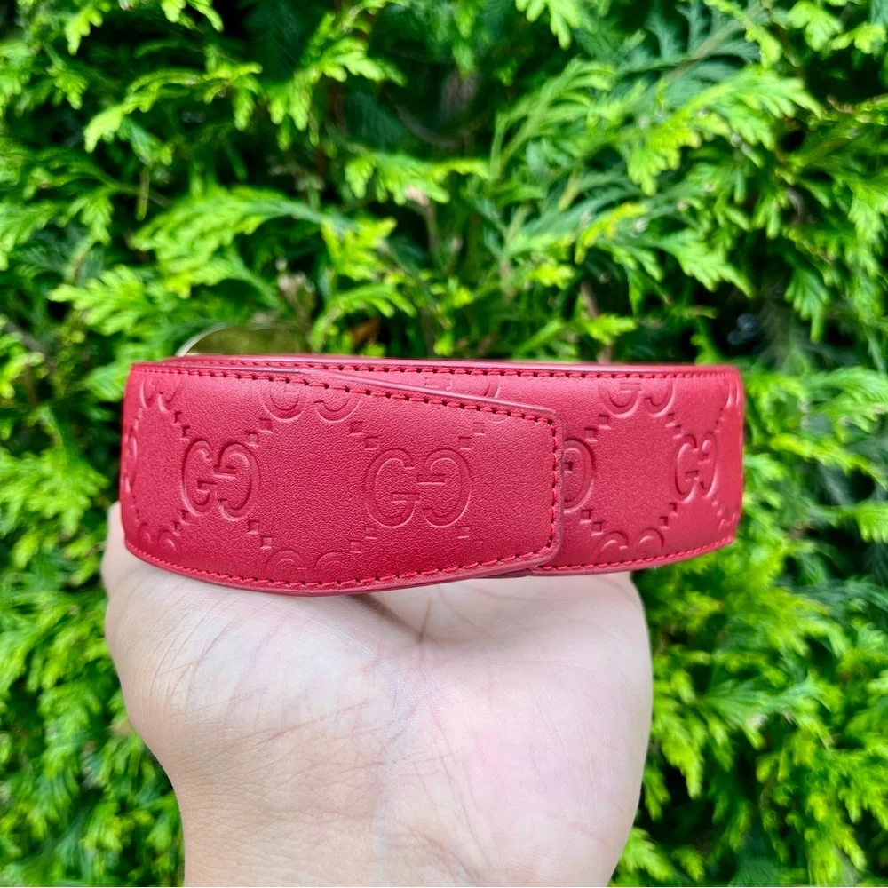 Gucci Red Guccissima Leather Interlocking G Belt